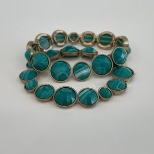 TWO GREEN COSTUME JEWELRY EXPANDABLE BRACELETS